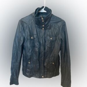 GUESS Women's Vega Leather Jacket Size M Dark Green